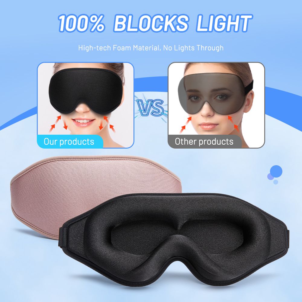 3D Memory Foam Sleep Mask | Total Blackout, Zero Eye Pressure & Ultra Comfortable