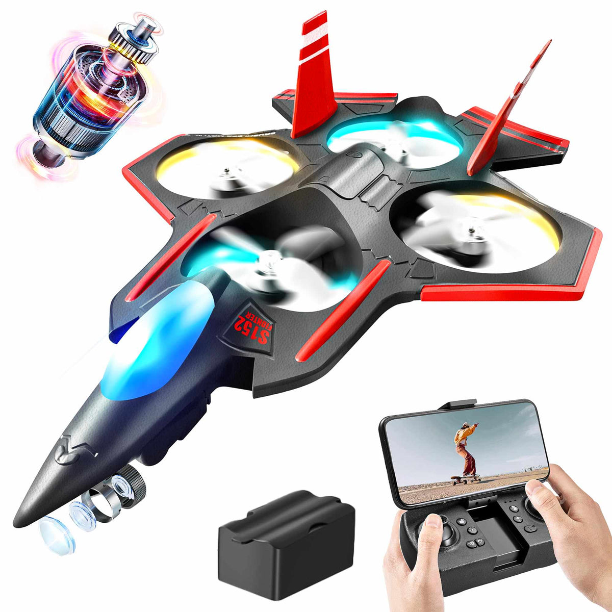 BEZGAR Brushless RC Plane with Camera | 2.4GHz 6-Axis Gyro | LED Lights | Beginner Friendly