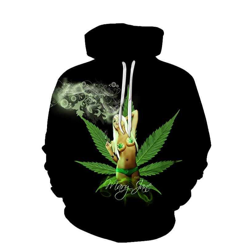 3D Digital Print Leaf Hoodie Sweatshirt for Women