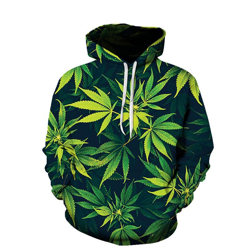 3D Digital Print Leaf Hoodie Sweatshirt for Women