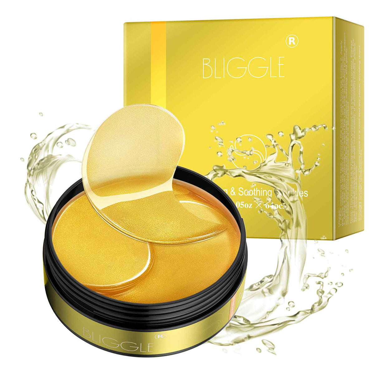 BLIGGLE 24K Gold Under Eye Patches with Hyaluronic Acid | 64 Pcs